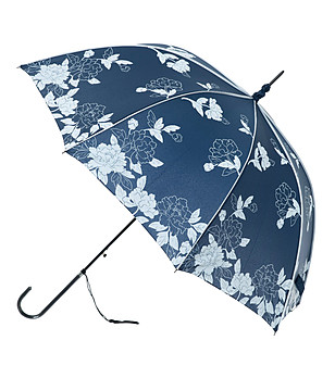 Син автоматичен чадър с флорален принт снимка