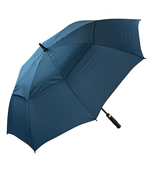 Голям тъмносин ветроустойчив чадър снимка