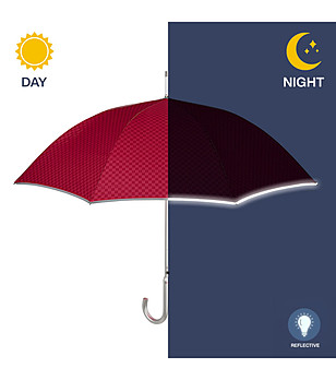 Голям червен чадър със светлоотразителен кант снимка