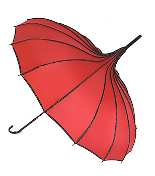 Червен дамски голям чадър снимка