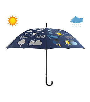 Голям тъмносин чадър с оцветяващ се принт при намокряне снимка