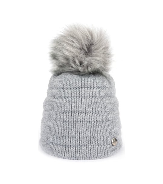 Зимна шапка с помпон в светлосиво снимка