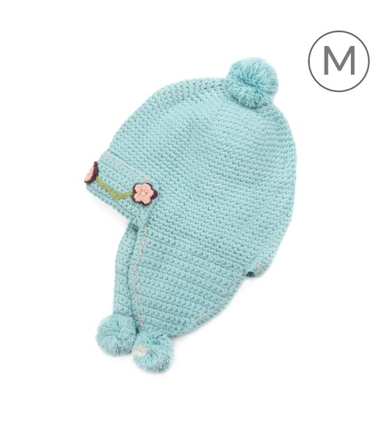 Детска светлосиня шапка с помпон снимка