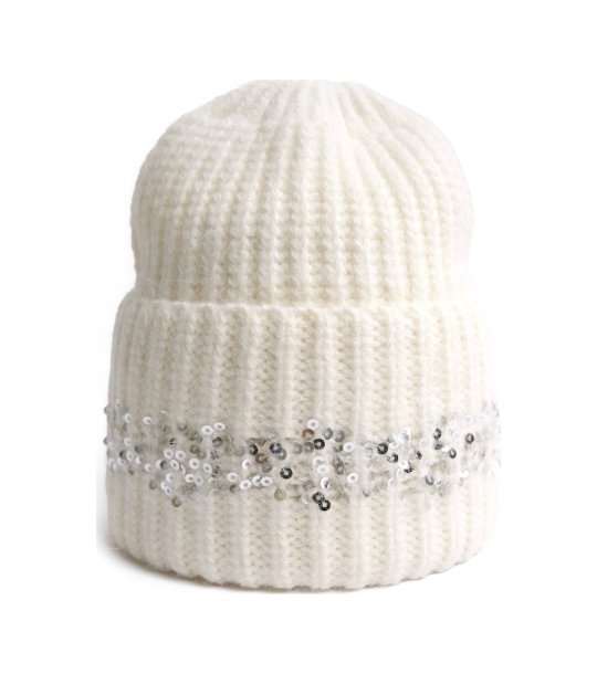 Дамска бяла зимна шапка снимка
