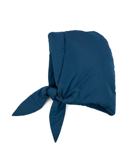 Зимна шапка тип качулка в тъмносиньо с връзки снимка