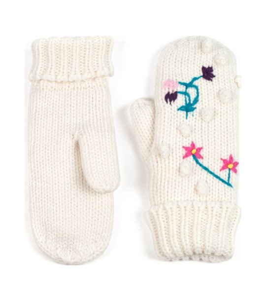 Ръкавици с един пръст в екрю с флорални мотиви снимка