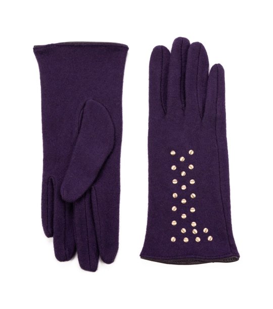Дамски ръкавици във виолетово с вълна снимка