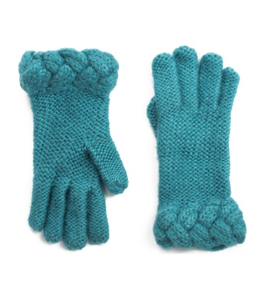 Ръкавици в тюркоаз с плетеници снимка
