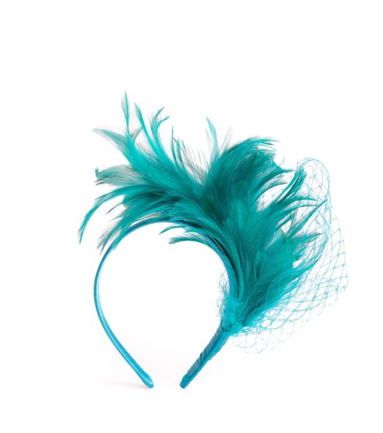 Дамски тюркоазен фасинатор с лента снимка