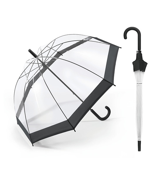 Прозрачен чадър с черен кант снимка