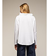 Бяла памучна дамска блуза в ефектно деколте-1 снимка
