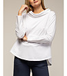 Бяла памучна дамска блуза в ефектно деколте-2 снимка