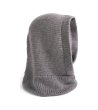 Унисекс зимна сива шапка тип качулка от вълна мерино-1 снимка