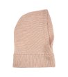 Дамска светлорозова зимна шапка тип качулка с вълна мерино-1 снимка