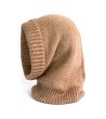 Зимна шапка в бежово тип качулка Monali с вълна мерино-3 снимка
