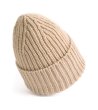 Унисекс светлобежова зимна шапка от вълна-2 снимка