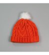 Дамска оранжева зимна  шапка с помпон-1 снимка