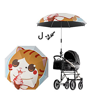 Детски чадър Kitty с поставка за бебешка количка снимка