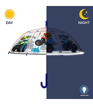 Детски прозрачен чадър за момчета Trucks снимка