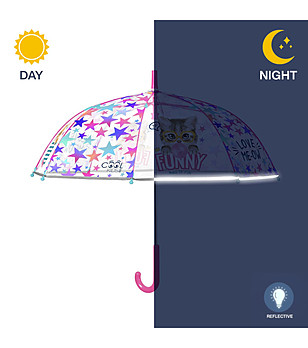 Детски прозрачен чадър Funny cat снимка