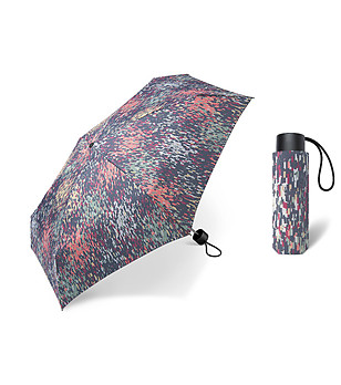 Ултралек и компактен мини сгъваем чадър с многоцветен принт снимка