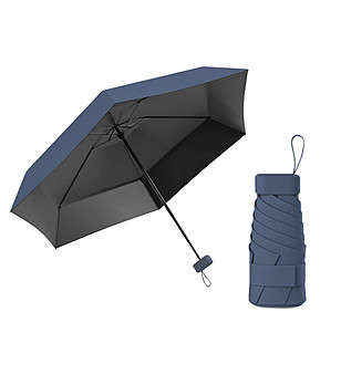 Син дамски сгъваем чадър с калъф за съхранение снимка