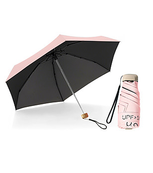 Мини сгъваем чадър в светлорозово снимка