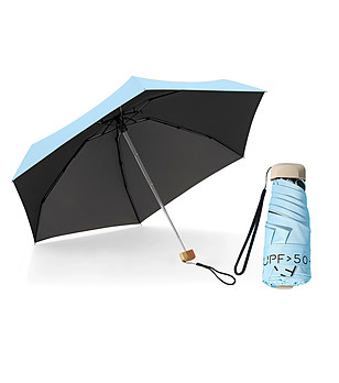 Мини сгъваем чадър в светлосиньо снимка