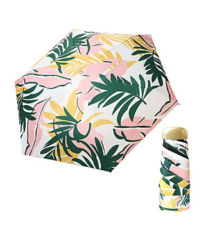 Ултра лек мини чадър с флорален принт  снимка