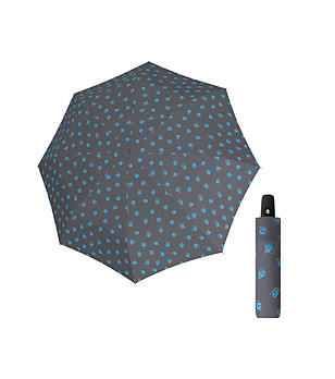 Сгъваем автоматичен чадър в сиво с принт снимка