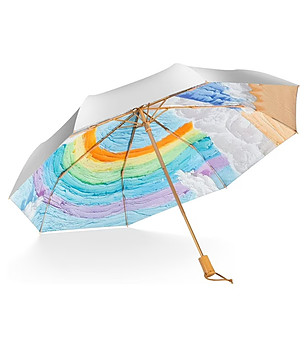 Автоматичен сгъваем чадър с ефектен принт от вътрешната страна снимка