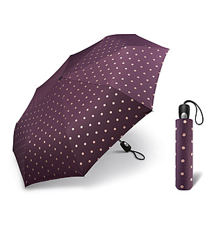 Компактен чадър в лилаво на точки снимка