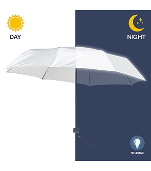 Светлоотразителен сребрист унисекс сгъваем чадър снимка