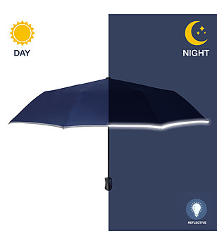 Сгъваем, ветроустойчив мъжки чадър в синьо снимка