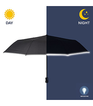 Сгъваем, ветроустойчив мъжки чадър в черно снимка