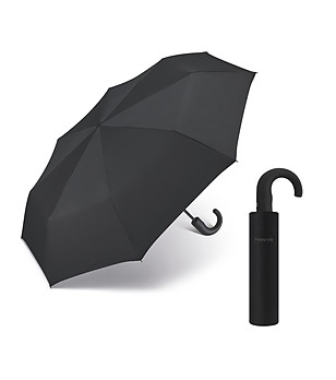 Автоматичен ветроустойчив черен чадър снимка