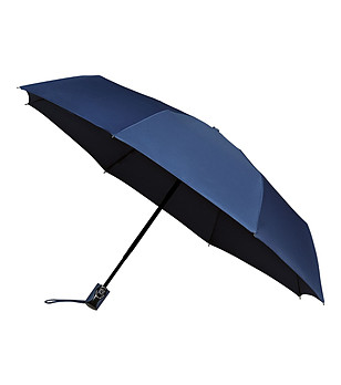 Автоматичен син унисекс ветроустойчив чадър снимка