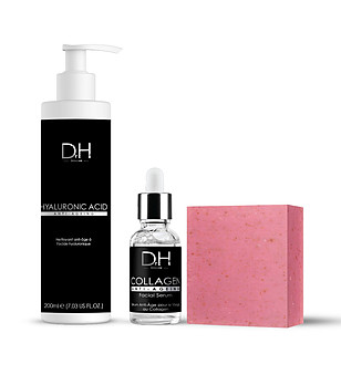 Комплект козметика за лице от сапун, серум и почистващ гел снимка