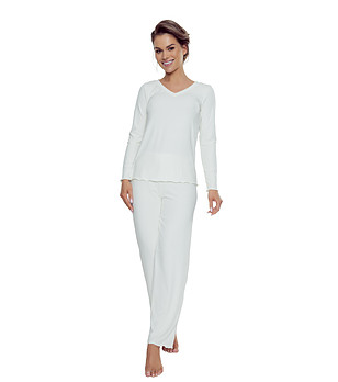 Дамска пижама в екрю Rosaria в макси размери снимка