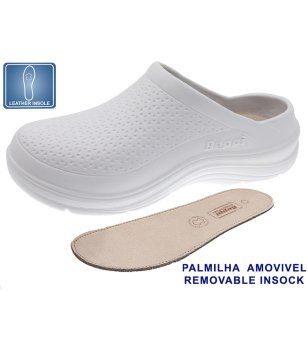 Дамски бели чехли с подвижна стелка снимка