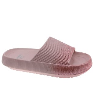 Дамски розови чехли с релеф снимка