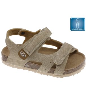Детски бежови сандали с велкро закопчаване снимка