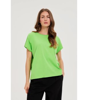 Дамска памучна зелена блуза с къс ръкав снимка