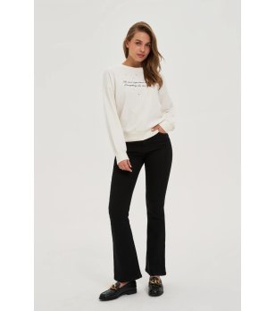 Памучна дамска блуза в цвят крем снимка