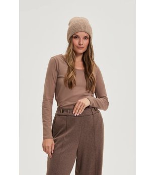 Дамска кафява блуза с дълъг ръкав снимка