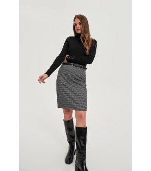 Дамска черна памучна блуза с поло яка снимка