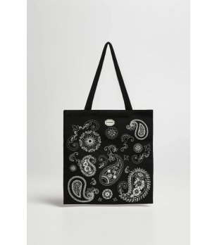 Дамска черна чанта с пейсли принт снимка