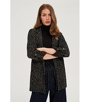 Дамско сако с релеф в черно и кафяво Vida снимка