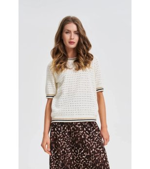 Дамски памучен пуловер с къс ръкав Zina снимка