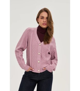 Дамска розова жилетка с копчета Zena снимка